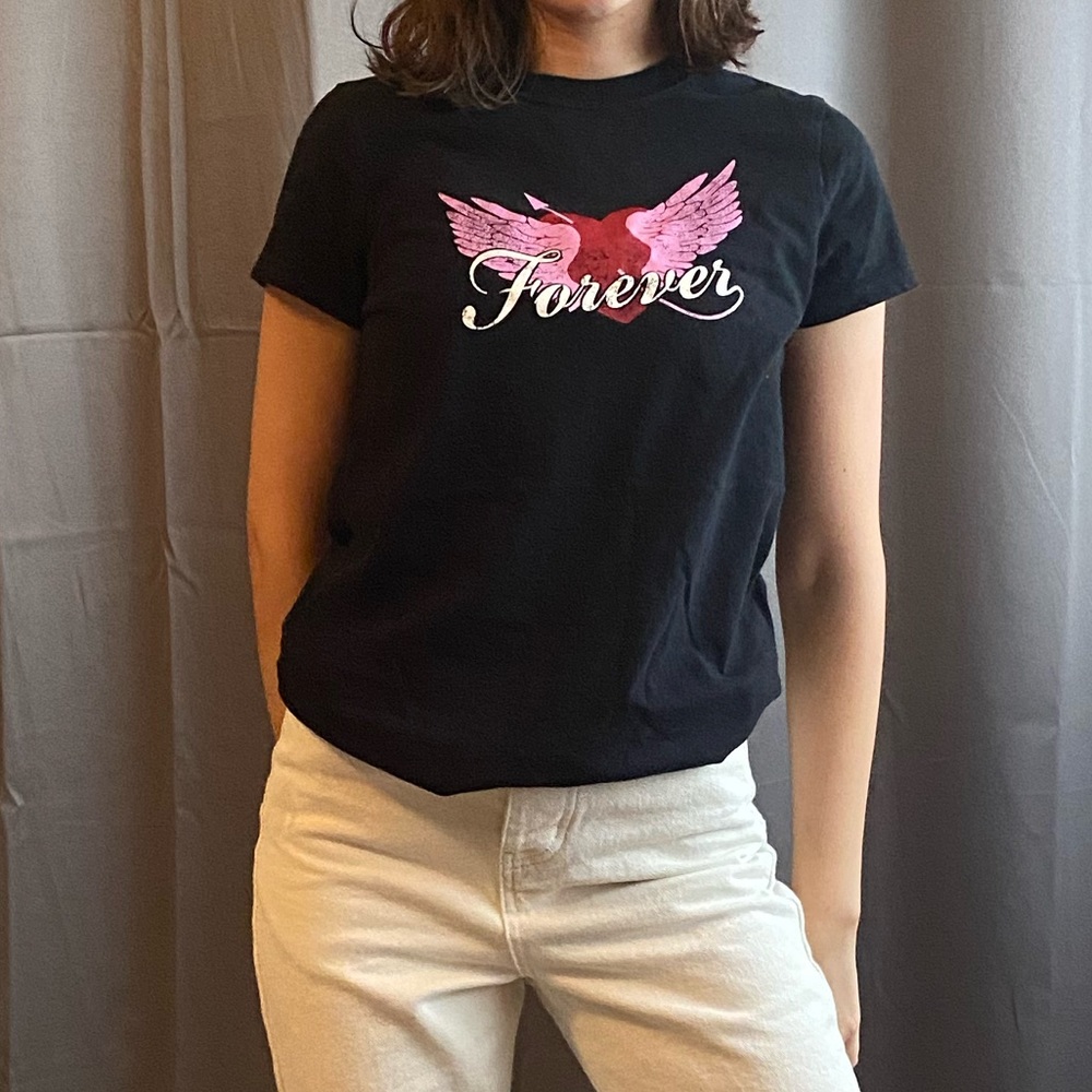vintage y2k pink and red heart forever shirt